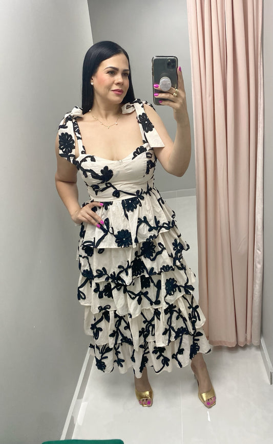 Jacquard Floral Midi Dress