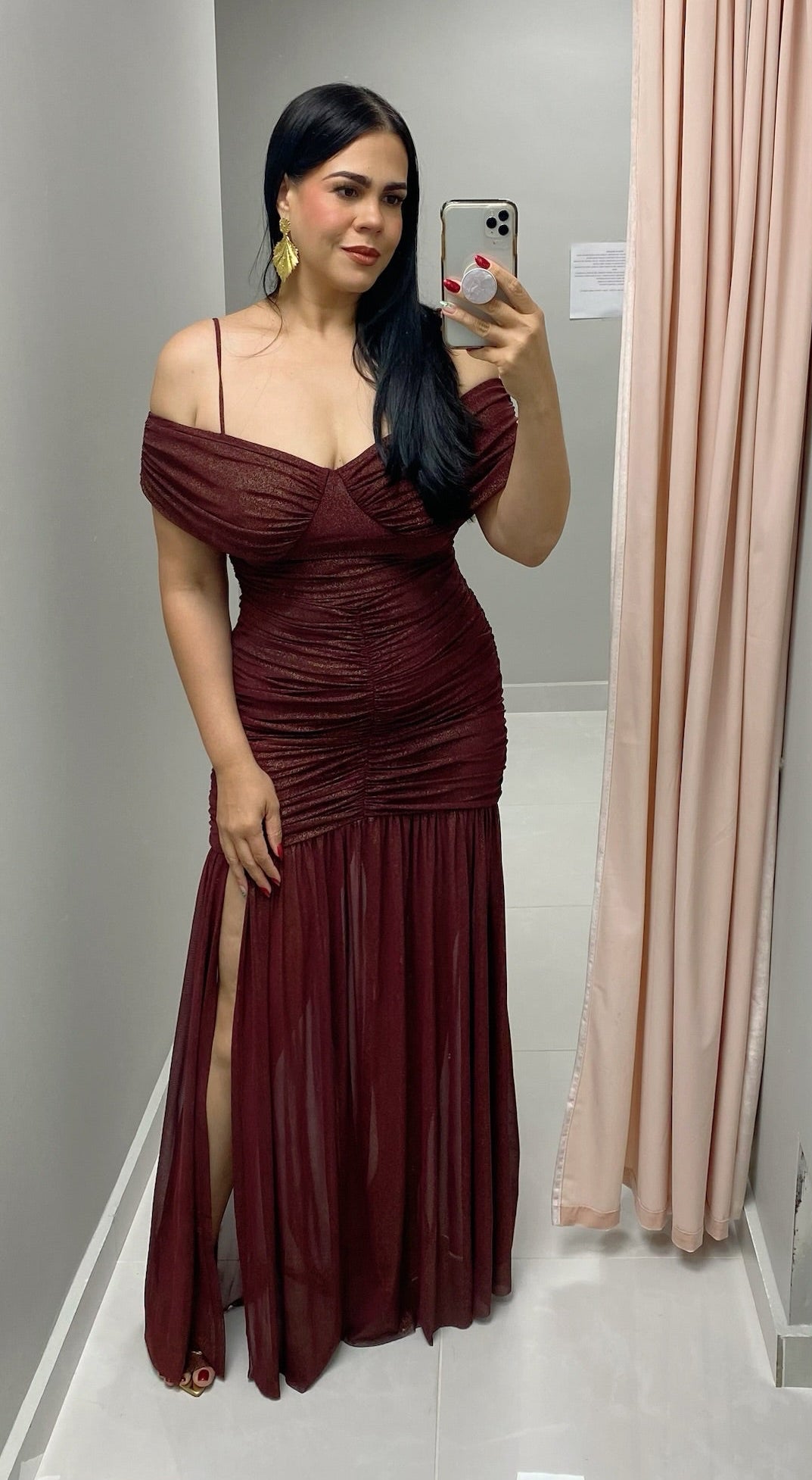 Merlot & Gold  Mesh Dress