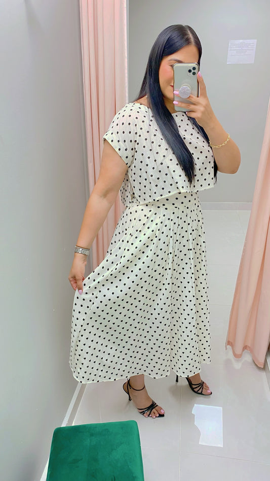 Vanilla Polka Dots Skirt Set