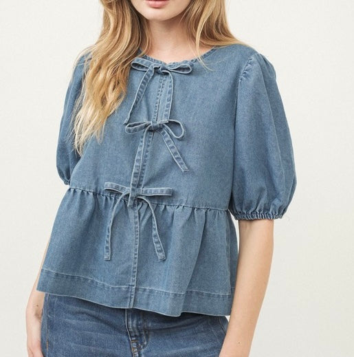 Denim Bow Top