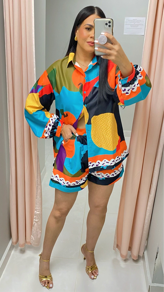 Casual Chic Multicolor Pant Set