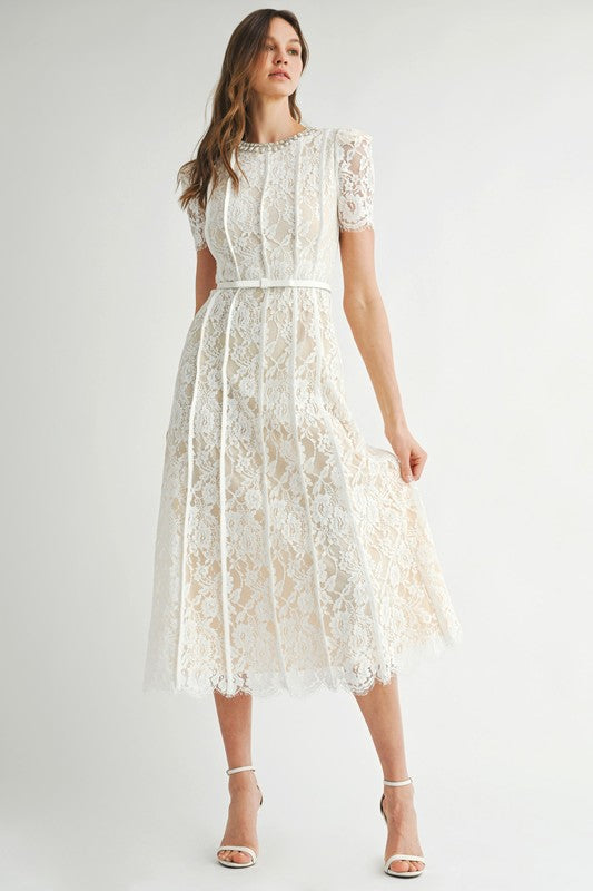 Lace Embellished Midi Dress