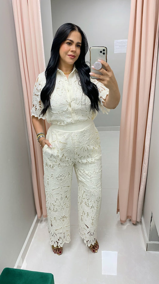 Ivory Lace Pant Set