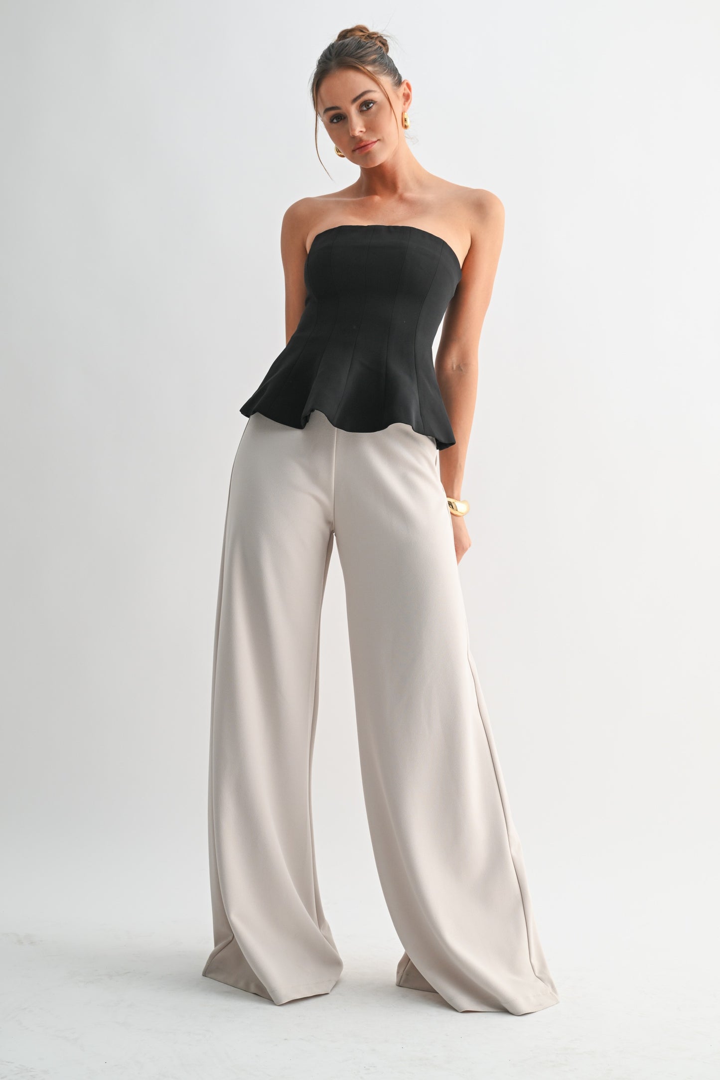 Anika Beige Palazzo Pants