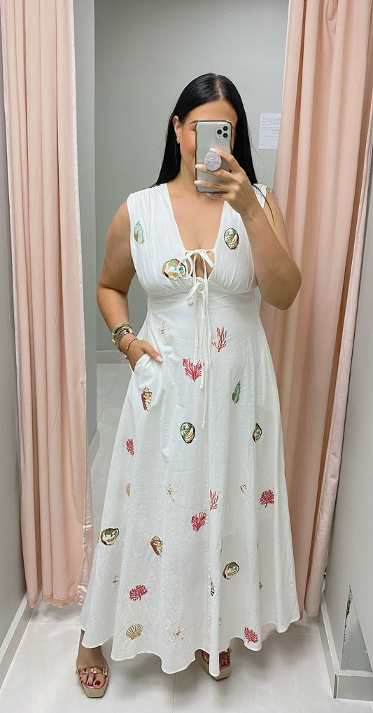 Embroidered Seashell Dress