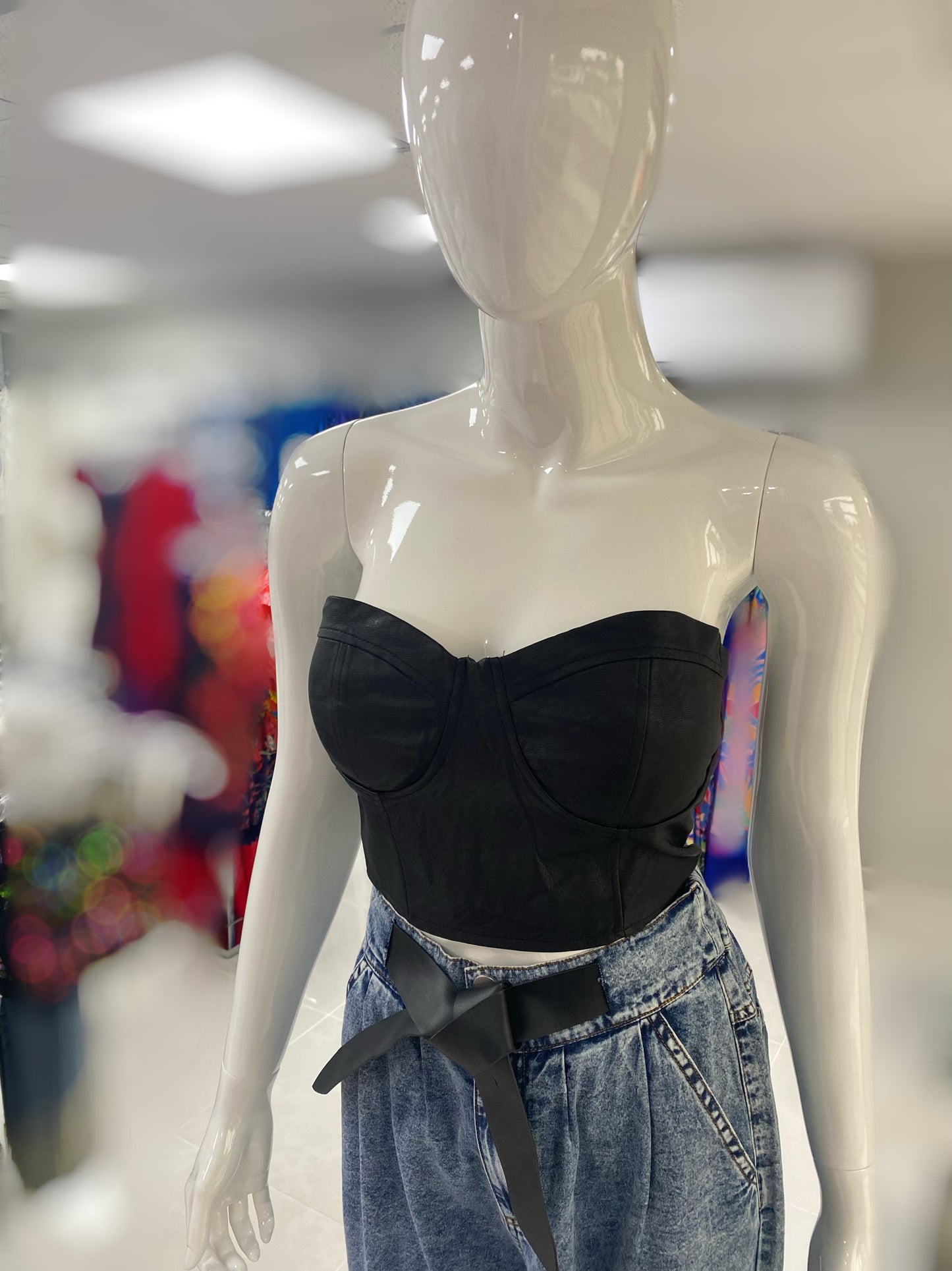 PU Leather Bustier Top