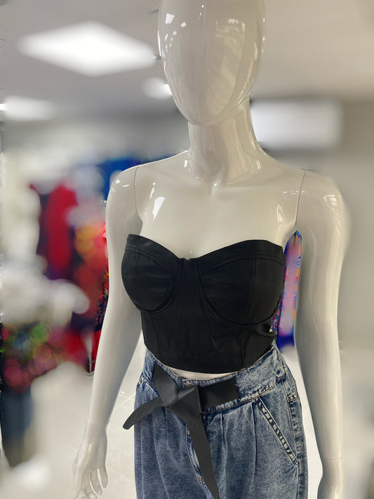 PU Leather Bustier Top