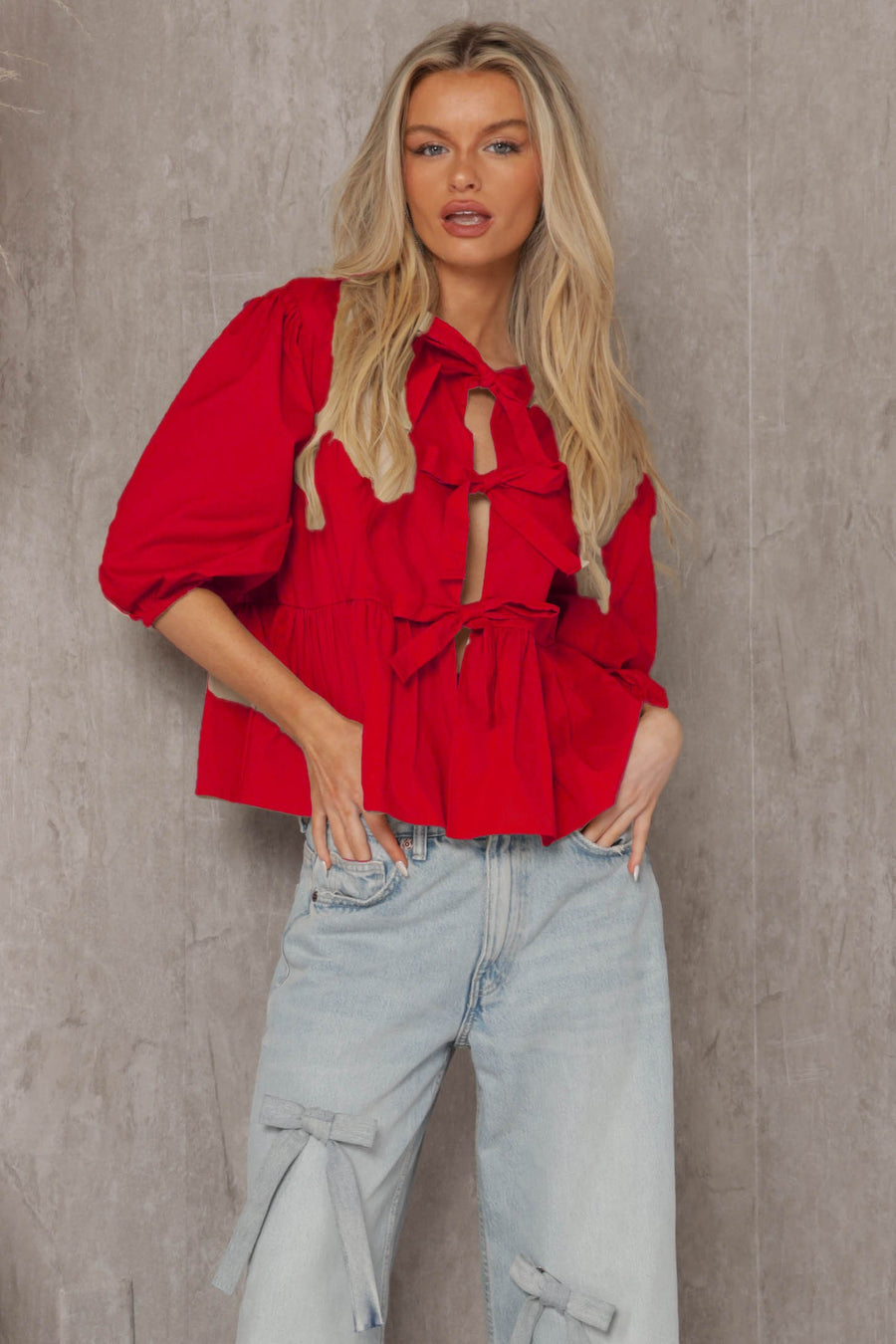 Red Front Bow Top