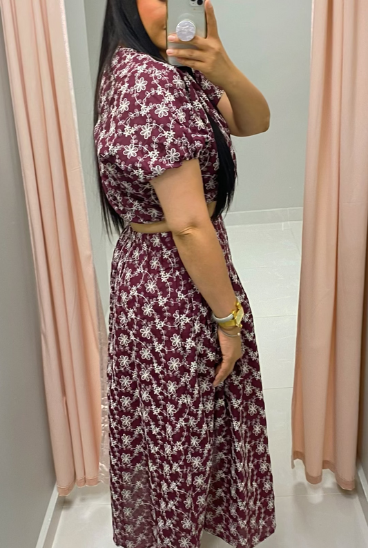 Grazia Maroon Skirt Set