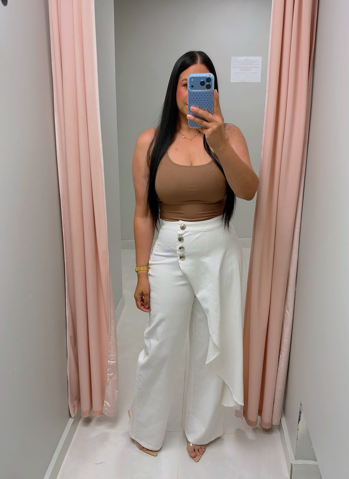 Nathalie Overlay White Denim Pants