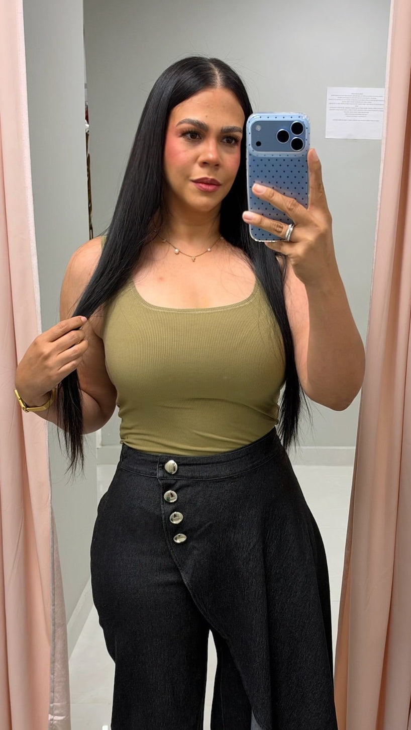 Olive Knit Basic Top