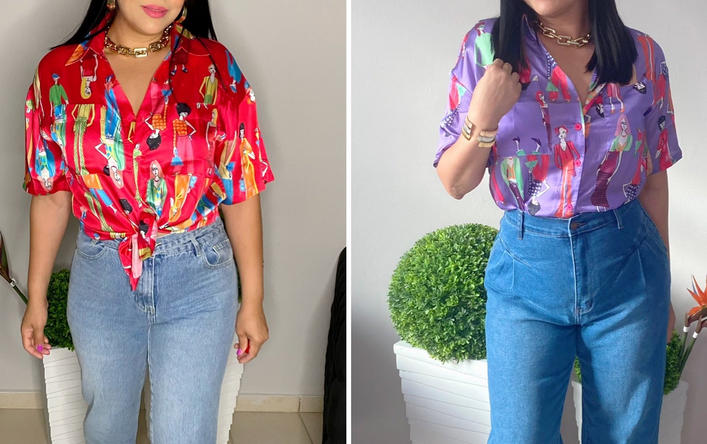 Girls Print Satin Shirt