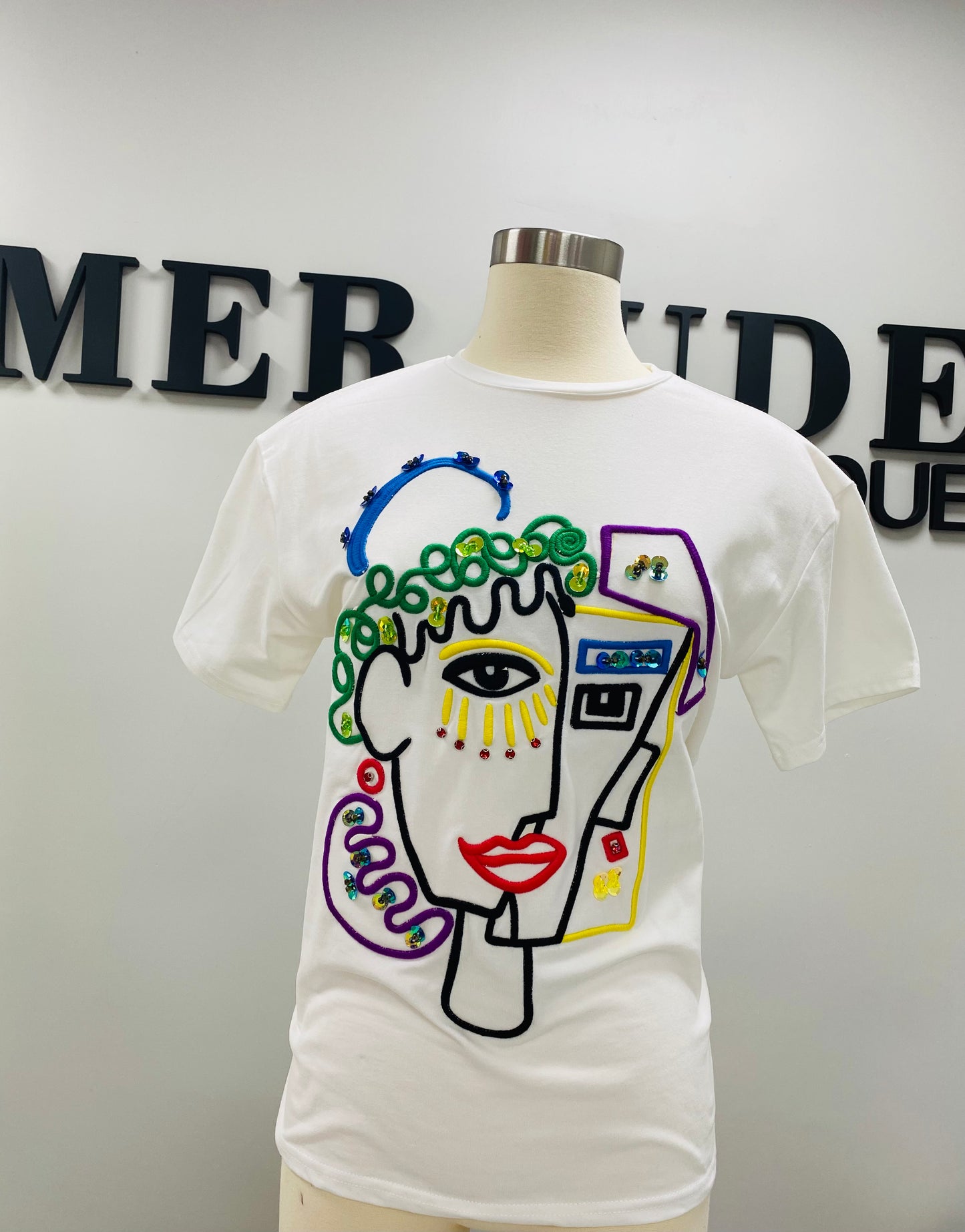 Lime or White Face Print  T-Shirt