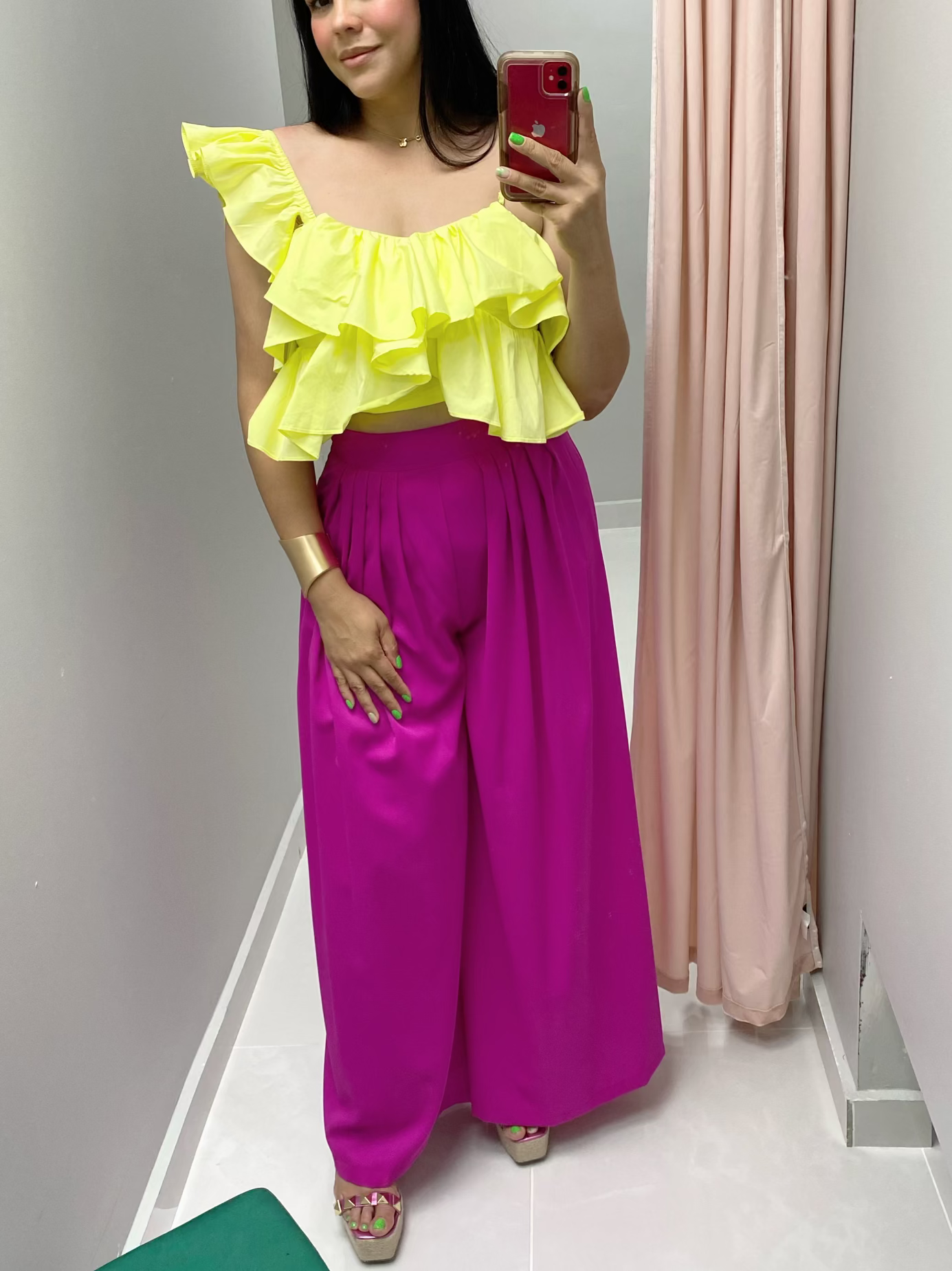 Magenta Wide Leg Pants