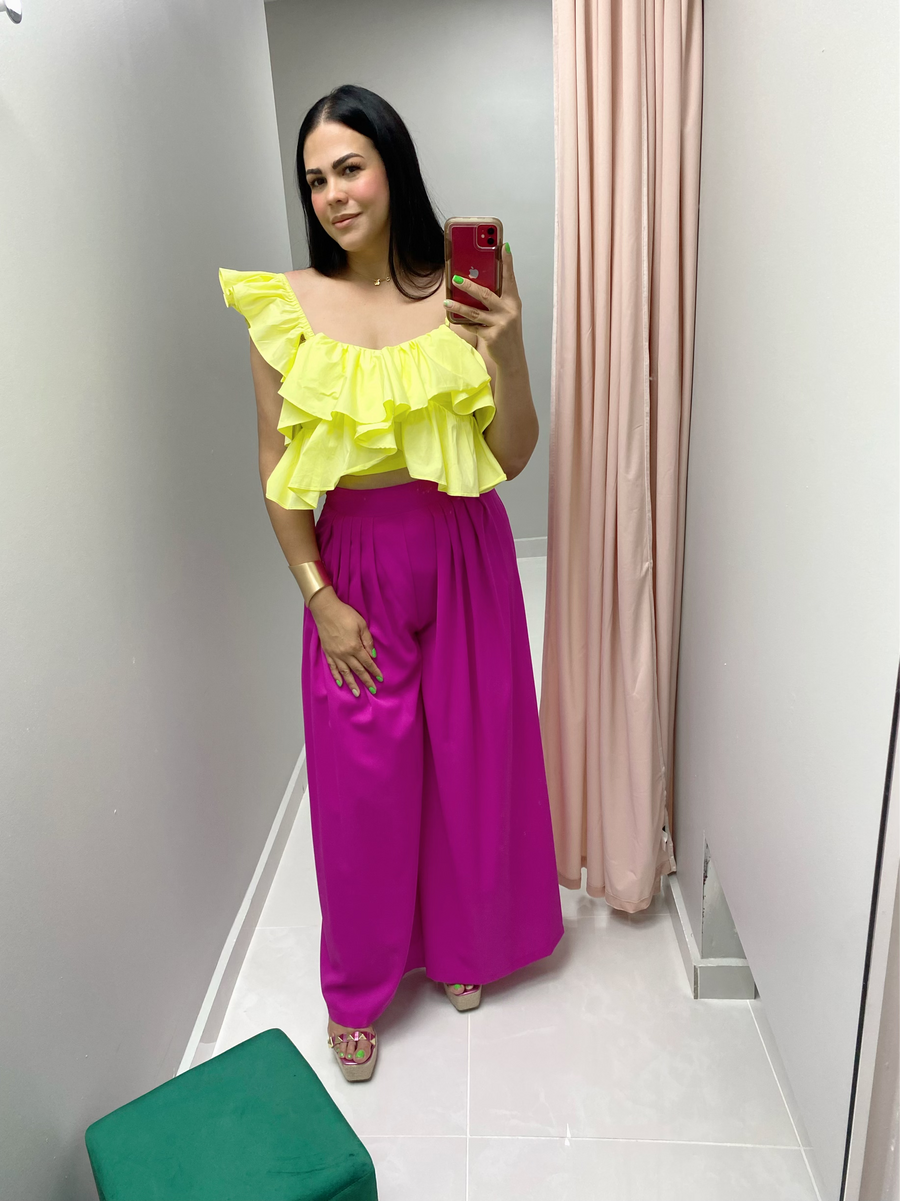 Magenta Wide Leg Pants