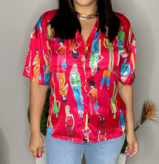 Girls Print Satin Shirt