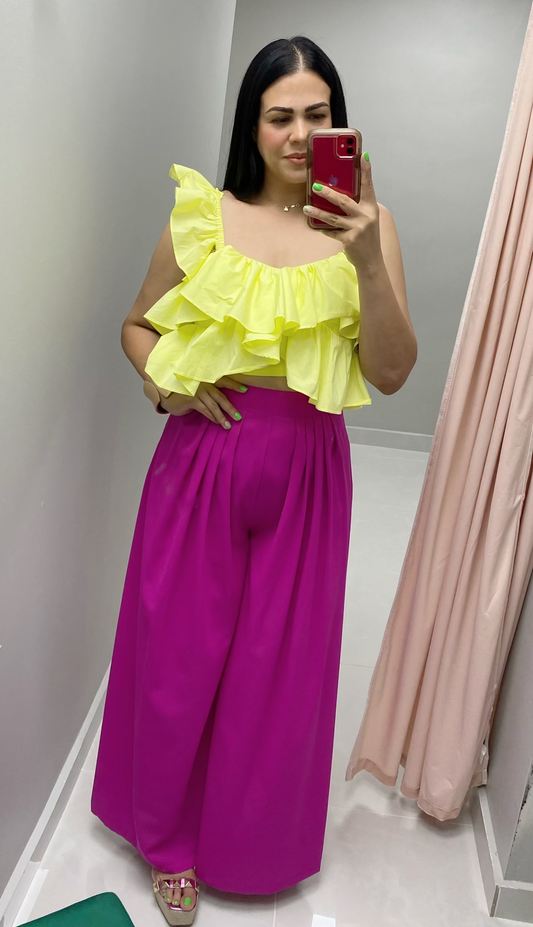 Magenta Wide Leg Pants