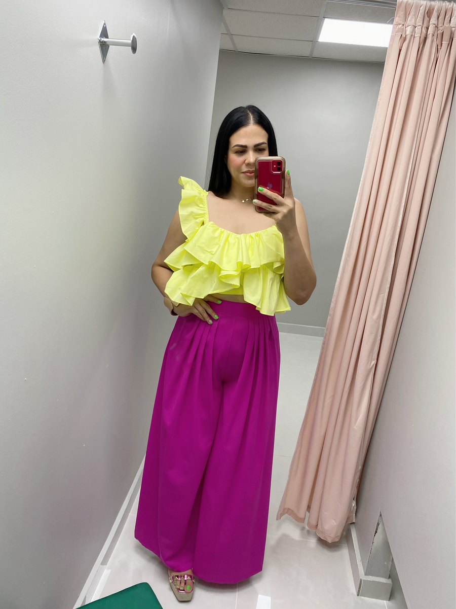 Magenta Wide Leg Pants