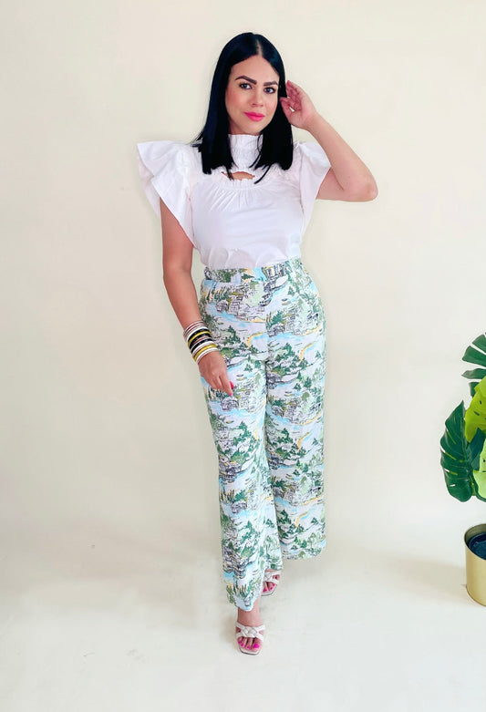 White Ruffle Sleeve Top