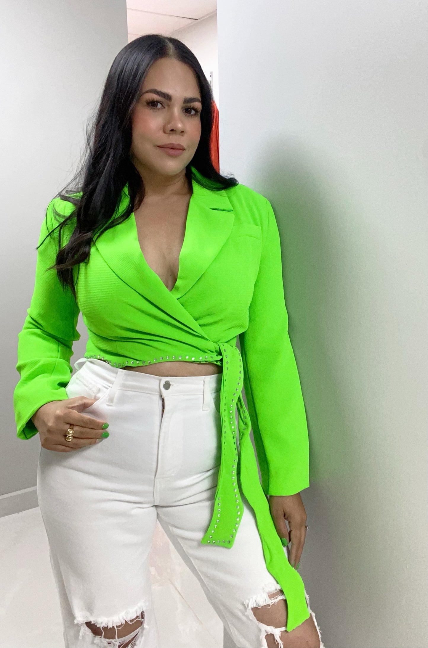 Tailored Cropped Fit Blazer - Green