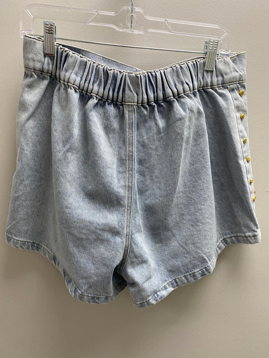 Jewel and Gems Detail Denim Short