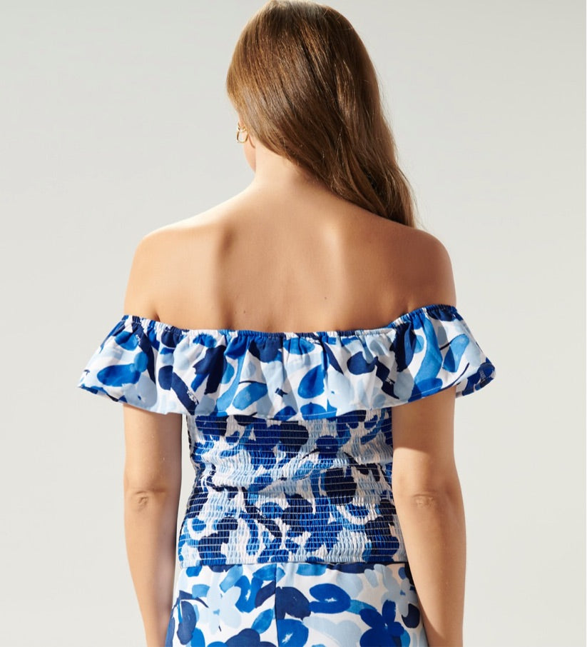 Berry Floral Smocked Off the Shoulder Top