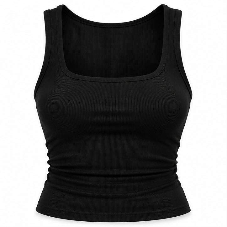 Black Knit Basic Top