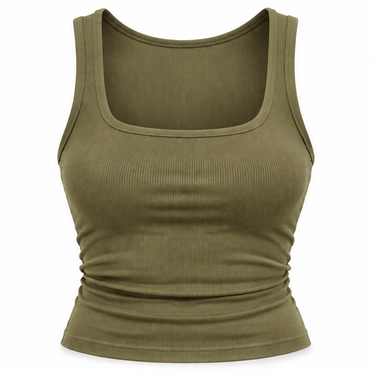 Olive Knit Basic Top