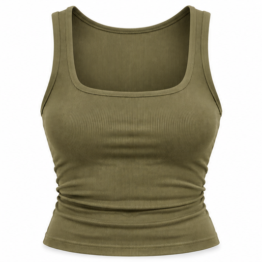 Olive Knit Basic Top