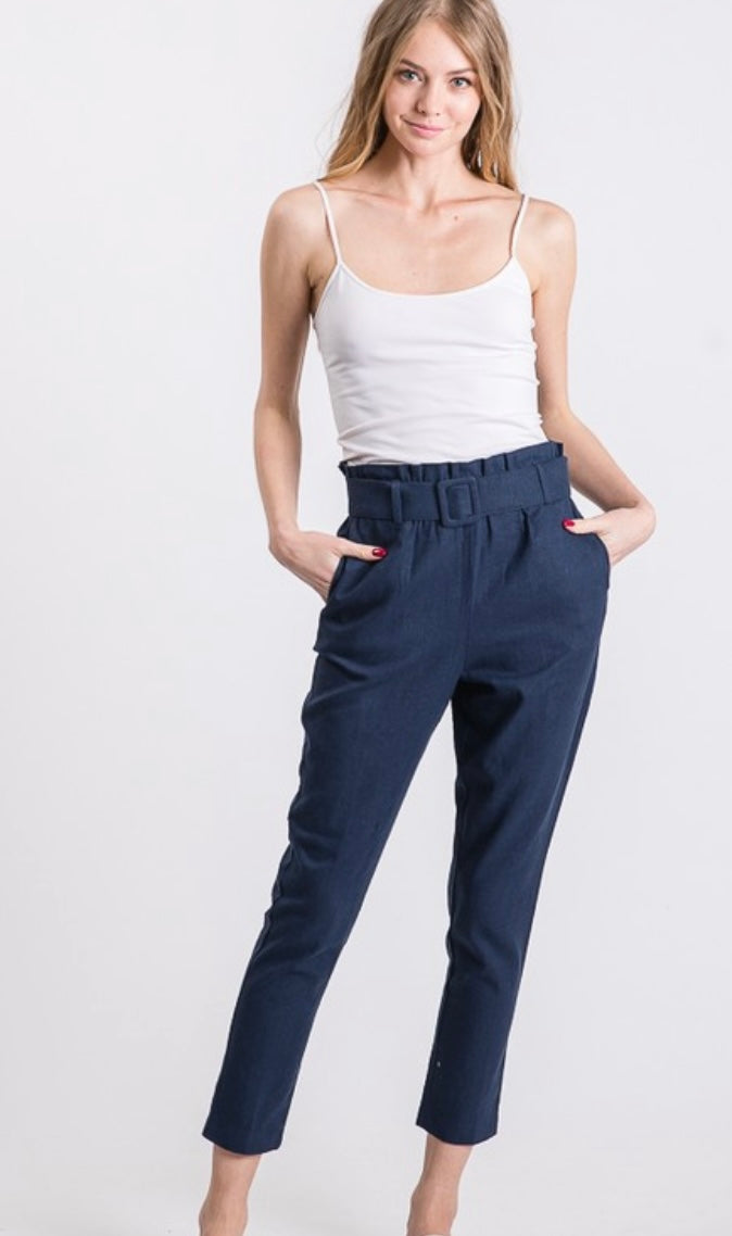 Belted Linen Pants