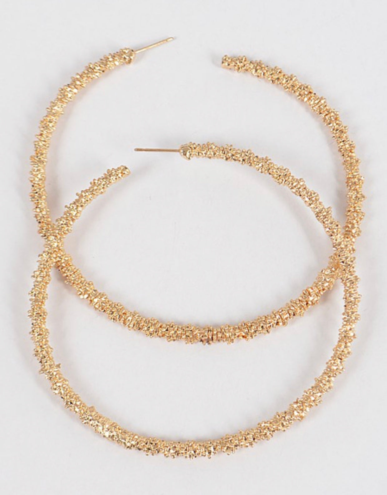 Glitter Round Hoop L Earrings