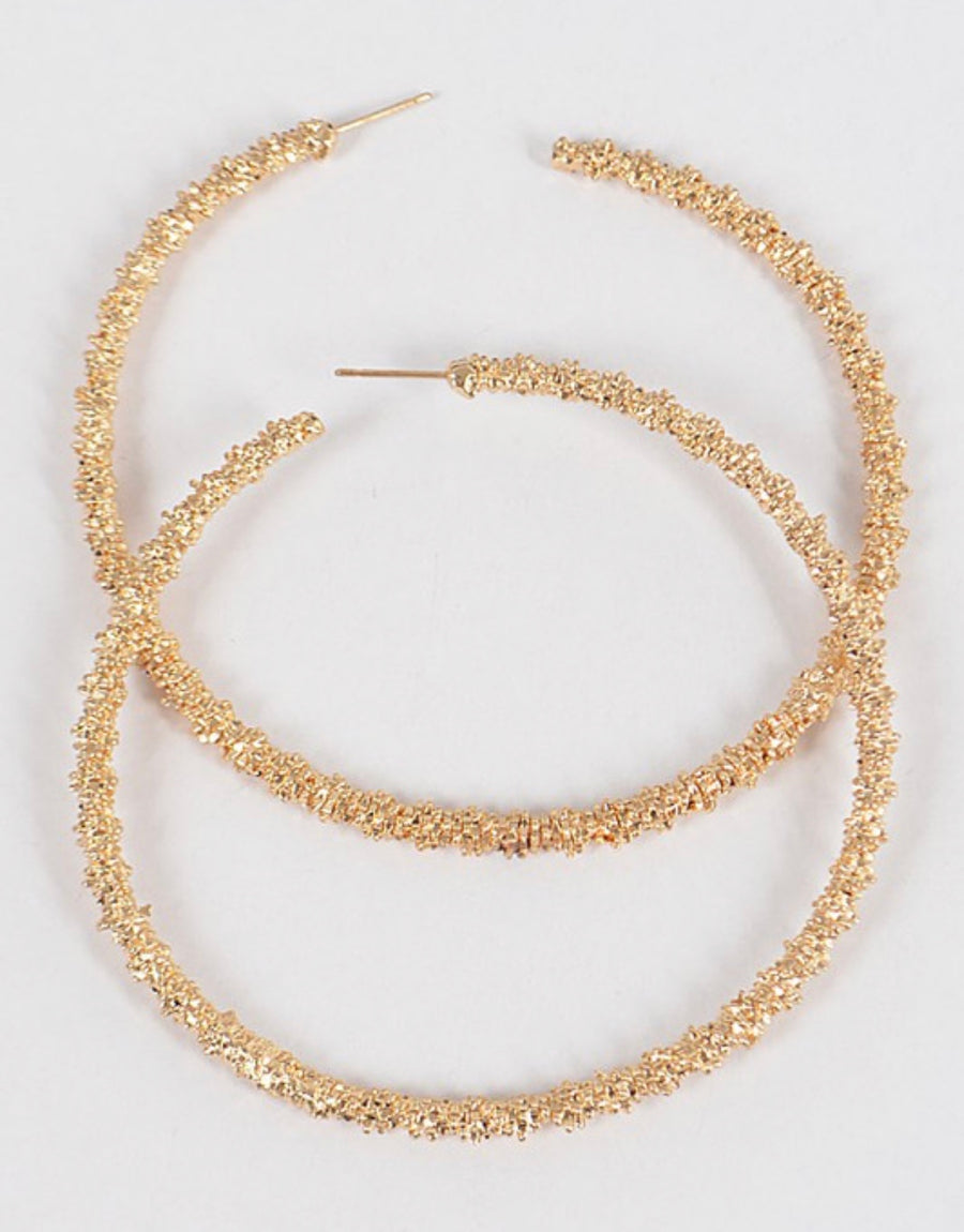 Glitter Round Hoop L Earrings