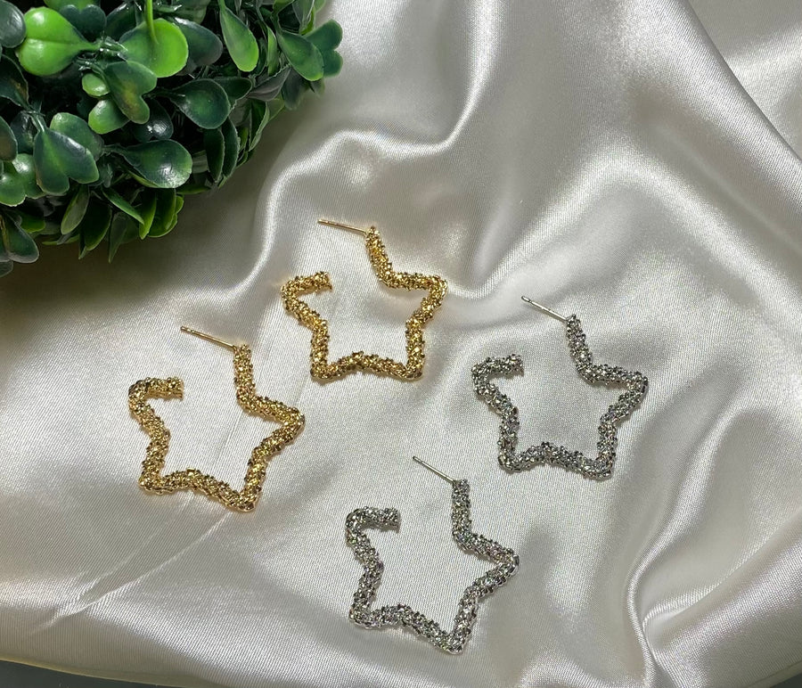 Glitter Star Hoop Earrings