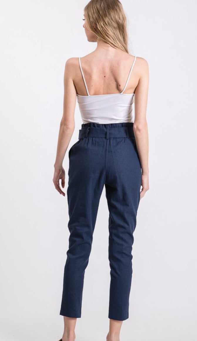 Belted Linen Pants