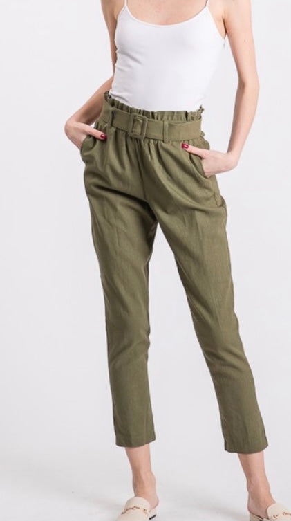 Belted Linen Pants