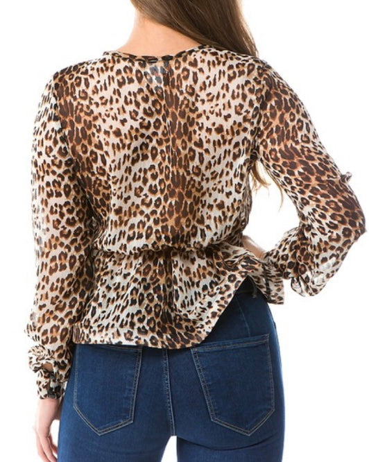 Leopard Print Peplum Blouse