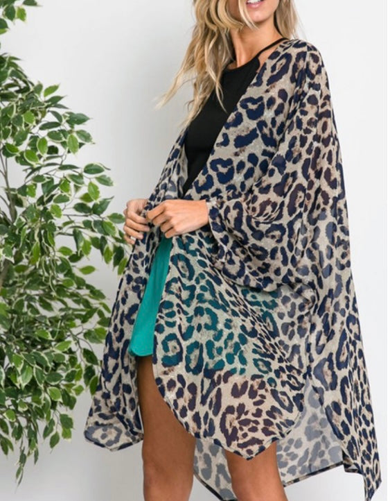 – Print Boutique Émeraude Leopard Kimono