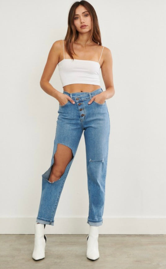 Medium Stone Boyfriend Jeans