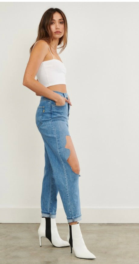 Medium Stone Boyfriend Jeans