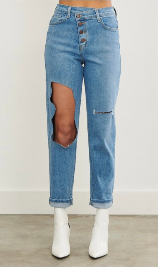 Medium Stone Boyfriend Jeans