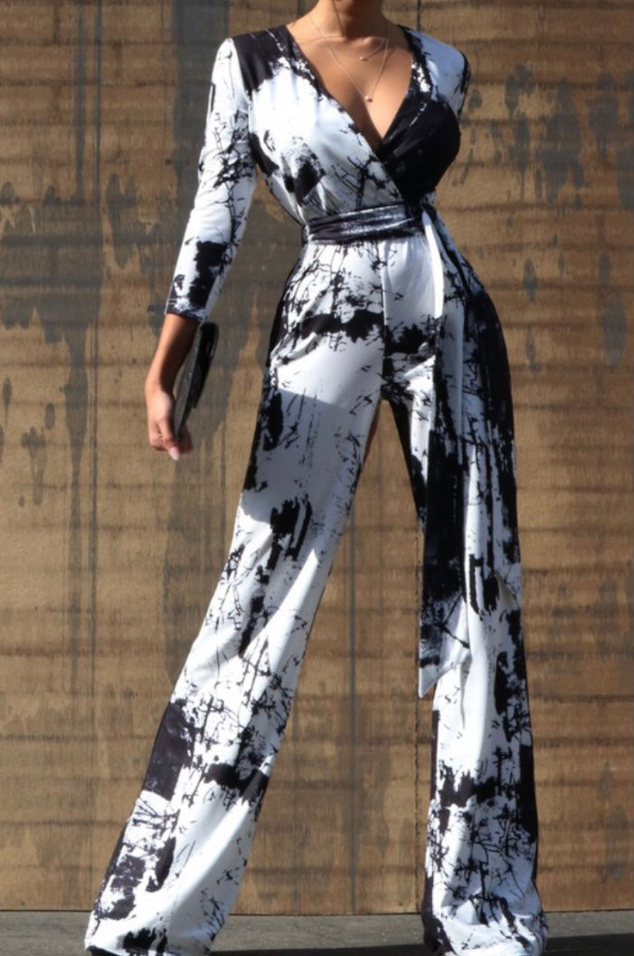 Black Tie-Dye Jumpsuit