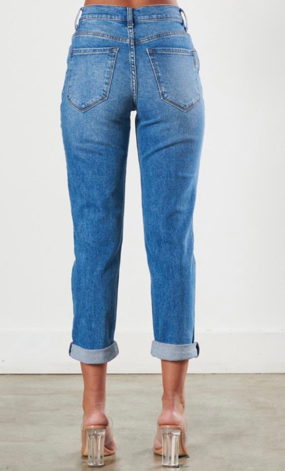 Pleated Front Mom Jean