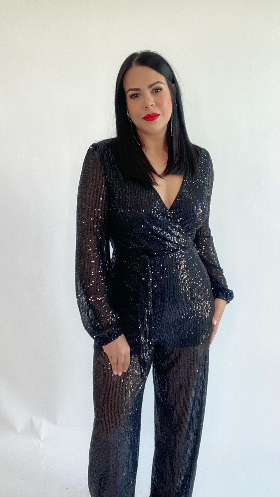 Black Sequins Jumpsuit