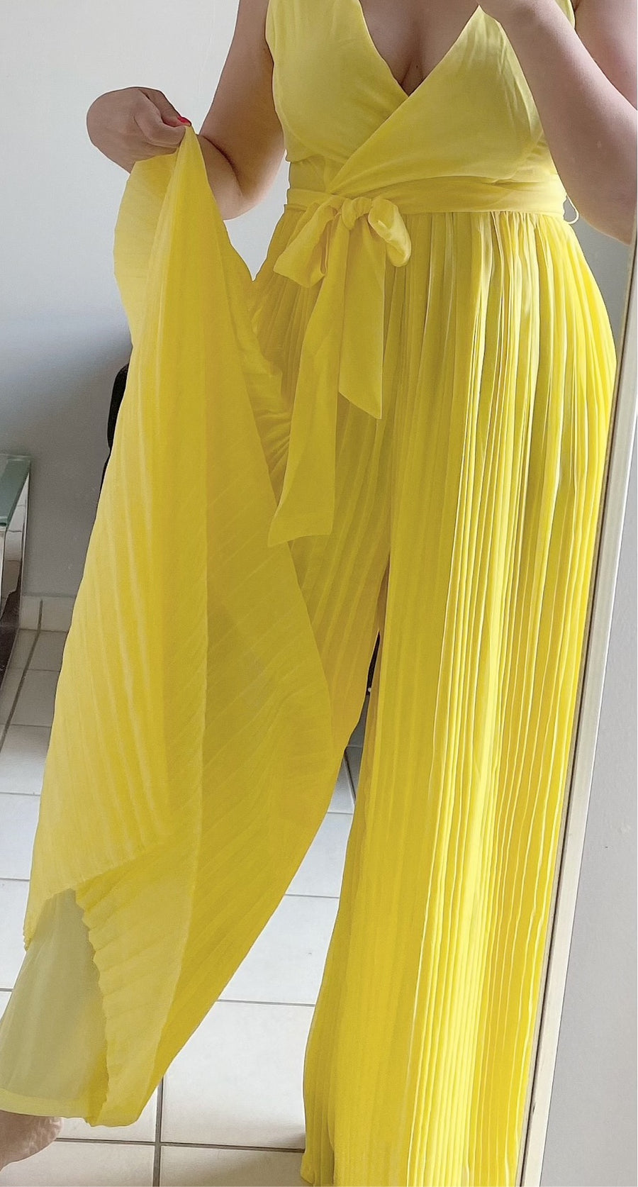 Pleated Bottom Yellow Jumpsuit