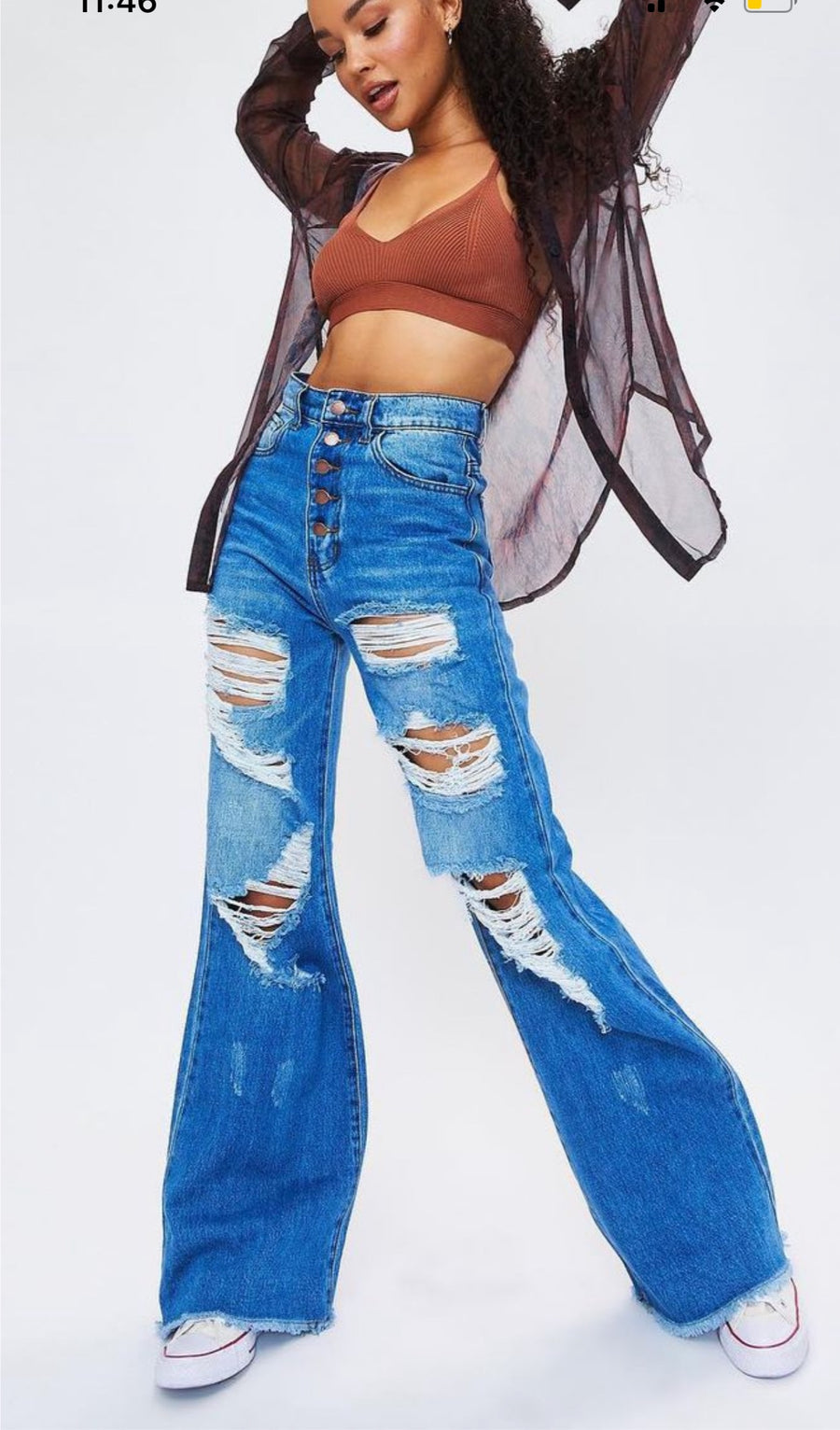 Distressed Wide Leg Jeans