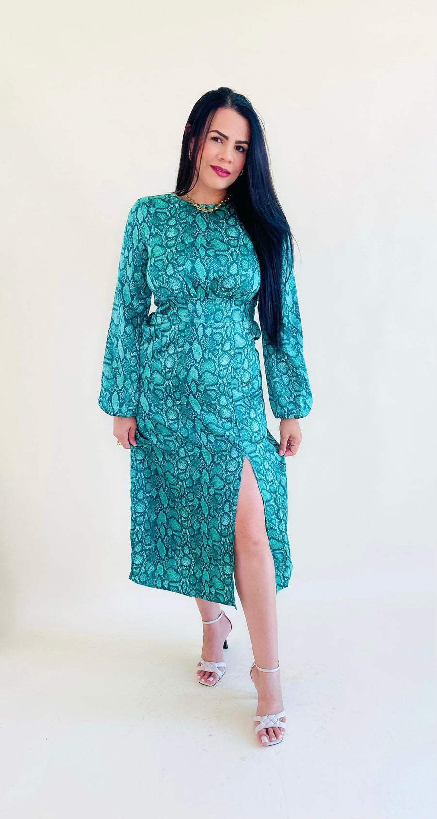 Gwen Snake Print Midi Dress