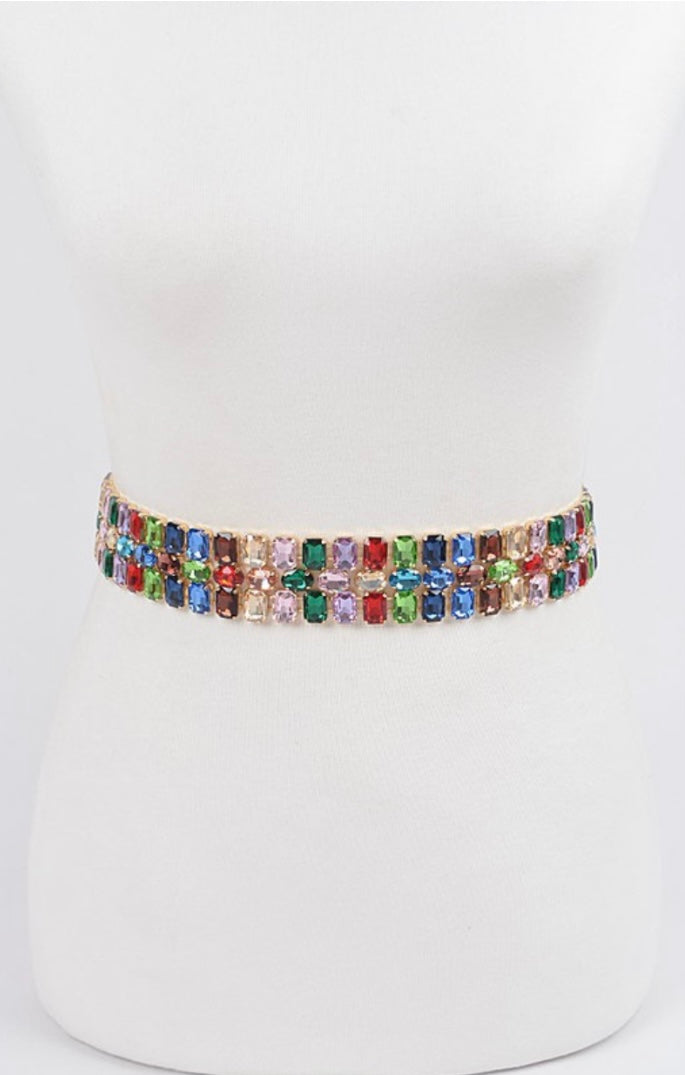 Multi Rhinestone Waist Belt