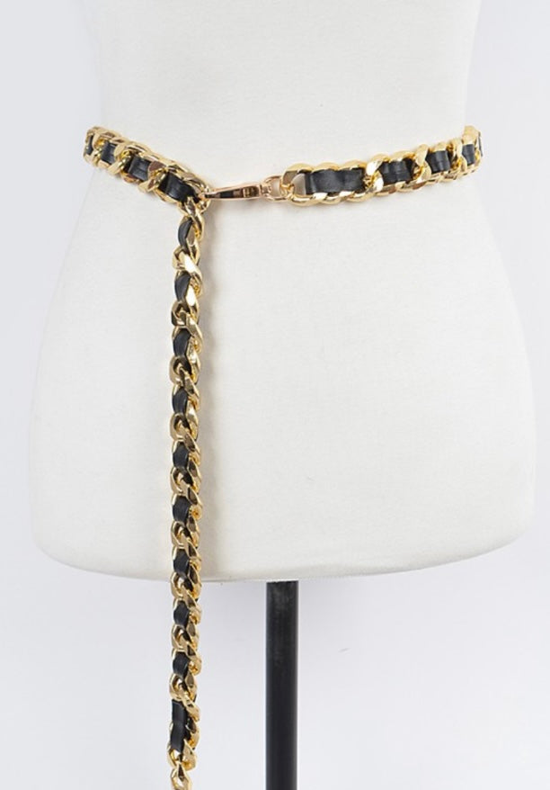 Faux Leather Chain Belt