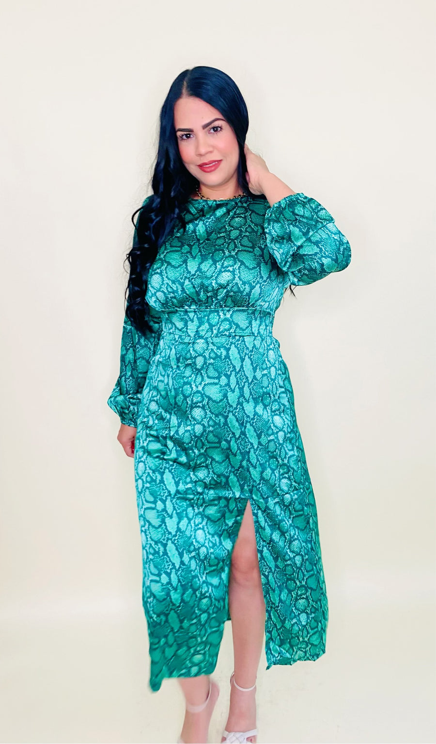 Gwen Snake Print Midi Dress