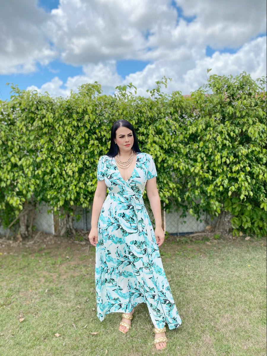 Botanical Leaf Maxi Dress